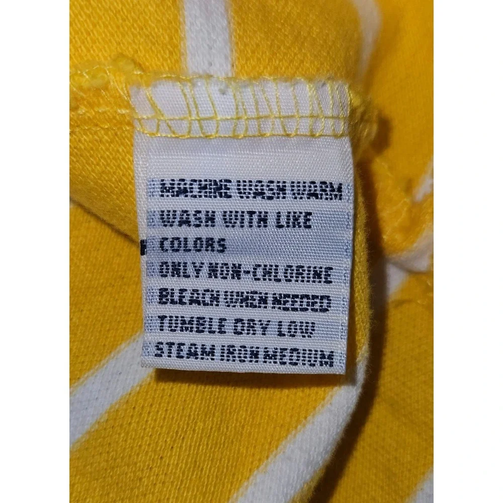 Polo Ralph Lauren Shirt Mens XL Yellow White Striped Short Sleeve Pima Cotton